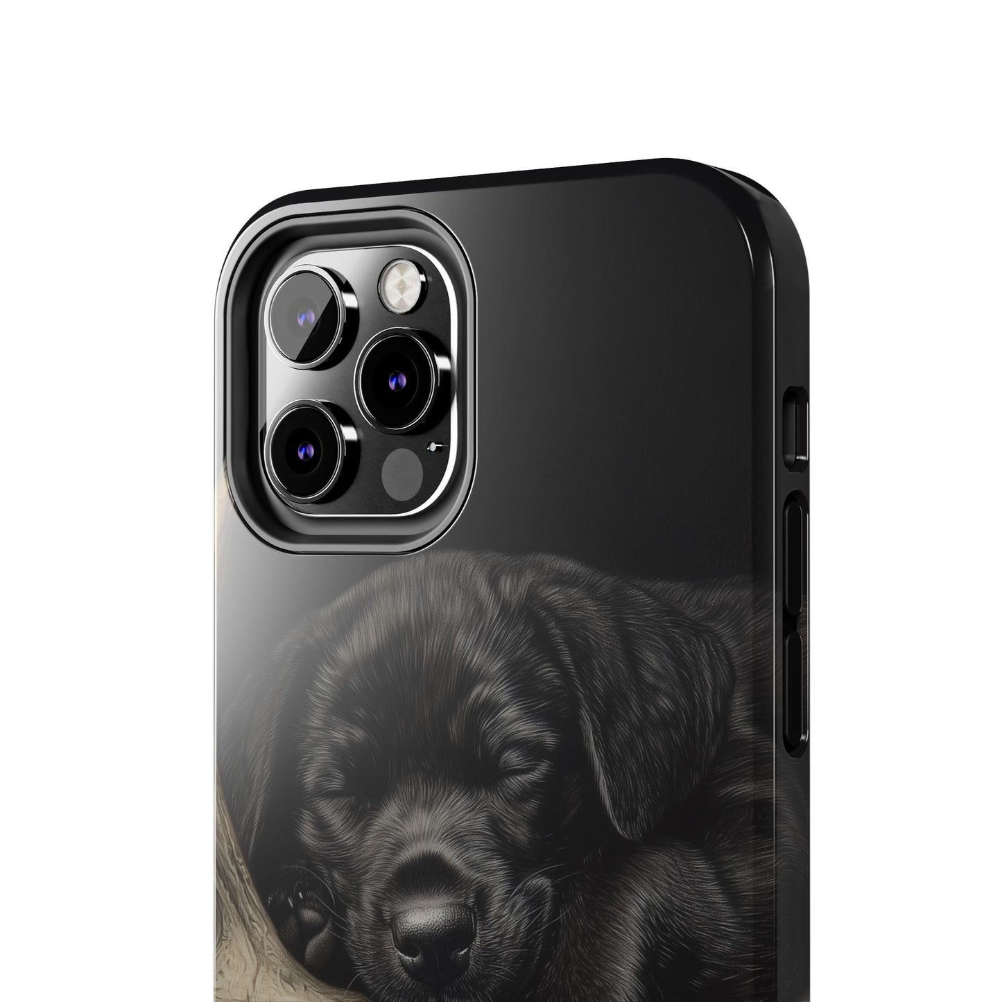 Adorable Black Labrador Puppy on Feathers iPhone Case