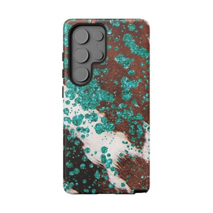 Teal Glitter Cowhide - Samsung Galaxy Series Case