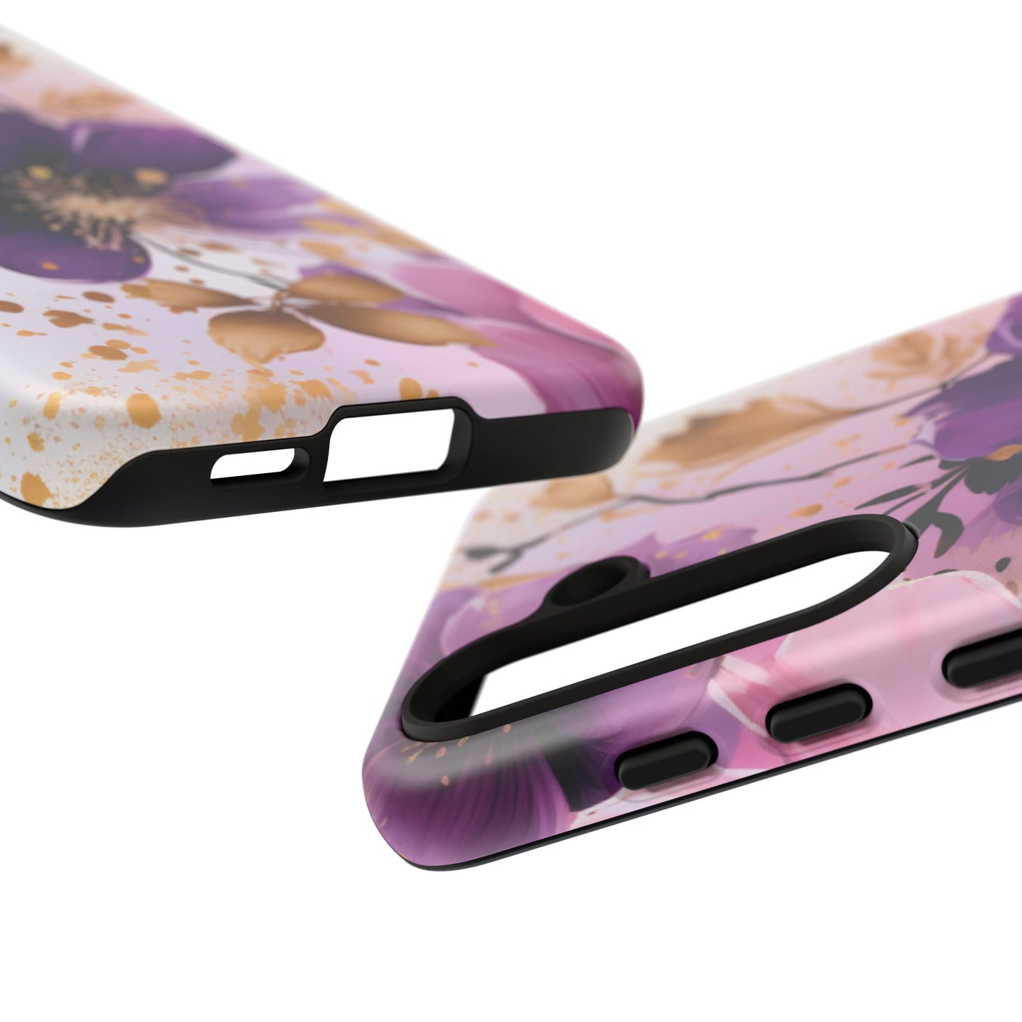 Elegant Purple & Gold Floral Samsung Galaxy Case - Luxe Flower Design