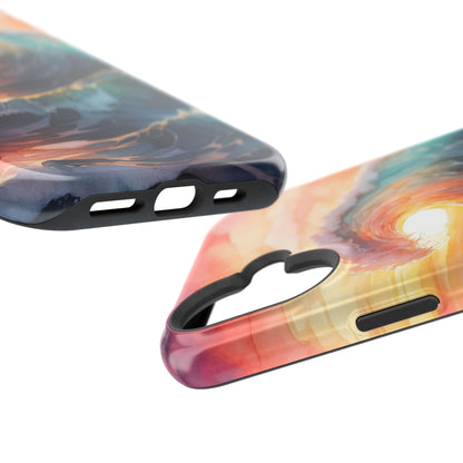 Ocean Sunrise Wave MagSafe iPhone Case – Vibrant Watercolor Wave Design