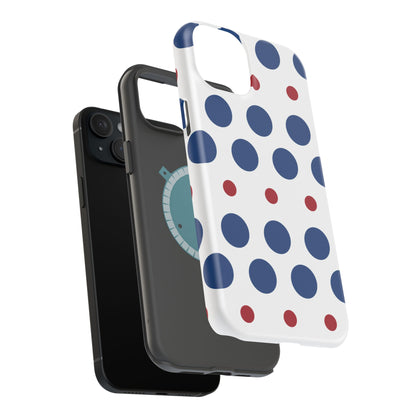 Bold Navy & Red Polka Dot Pattern – MagSafe iPhone Case