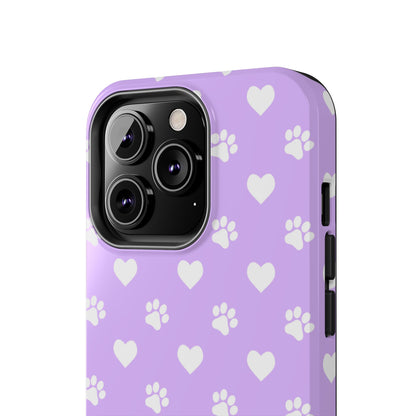 Lilac Paw Prints & Hearts – iPhone Case