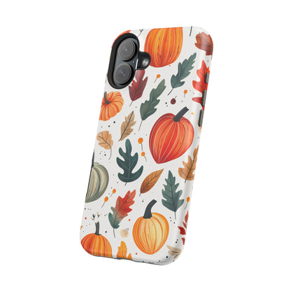 Autumn Harvest MagSafe iPhone Case - Pumpkin and Fall Leaf Design