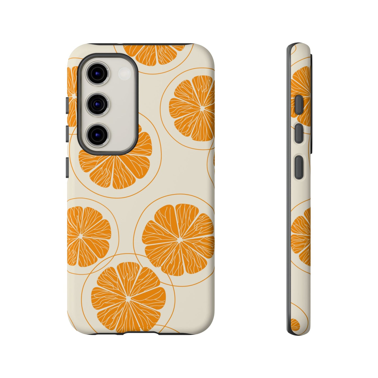 Citrus Burst Pattern Tough Samsung Galaxy  Case – Bold Orange Design, Shockproof Protection