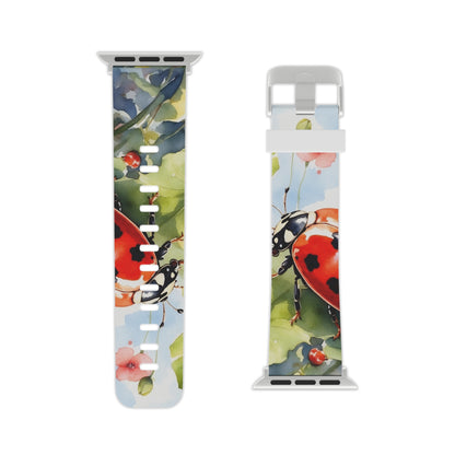 Watercolor Ladybug & Poppy Fields Apple Watch Band