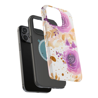 Soft Purple & Gold Floral Splash - MagSafe iPhone Series Case