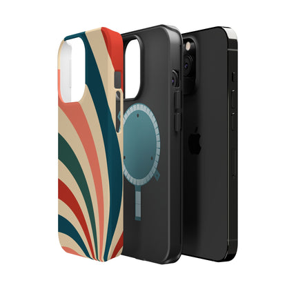 Retro Sunburst Swirl MagSafe iPhone Case – Dual-Layer Protection with Bold 70s Vibes