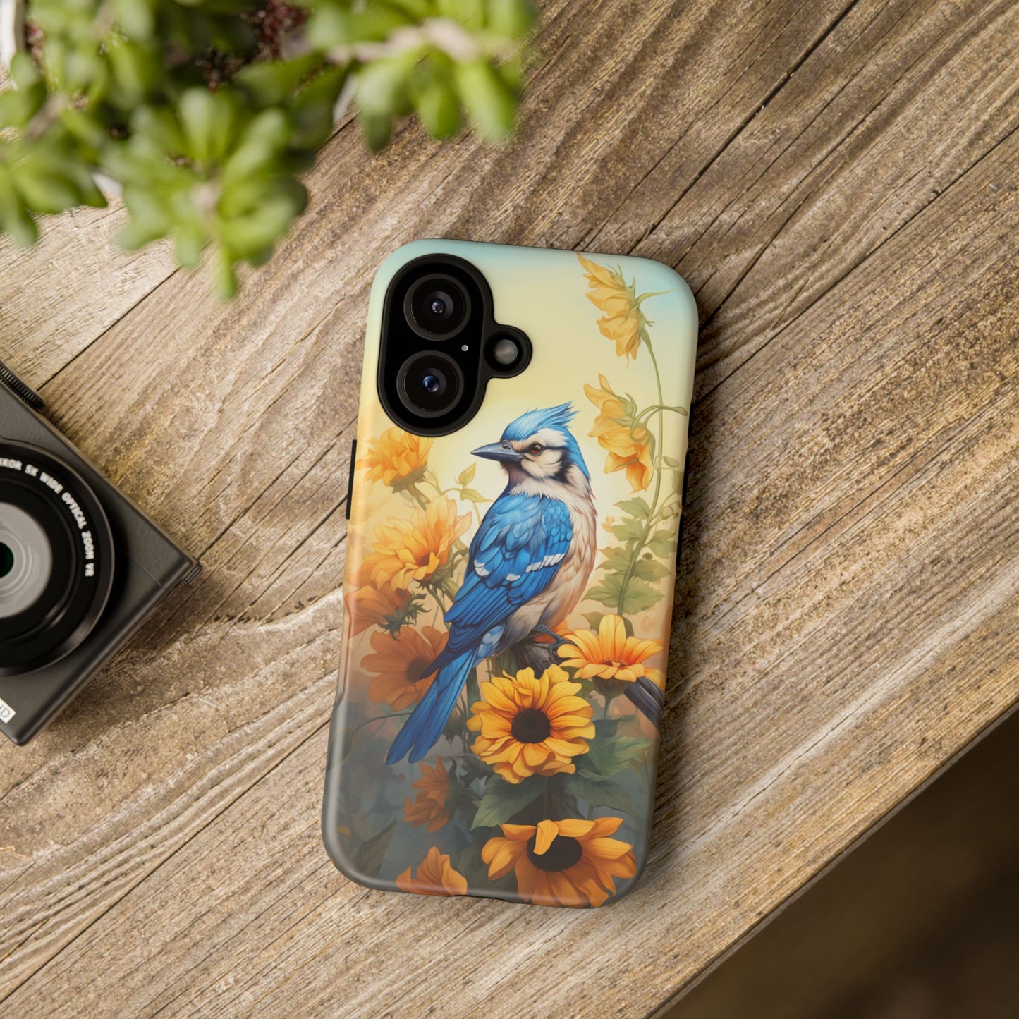 Blue Jay & Sunflowers Phone Case - Perfect Gift for Bird Lovers!