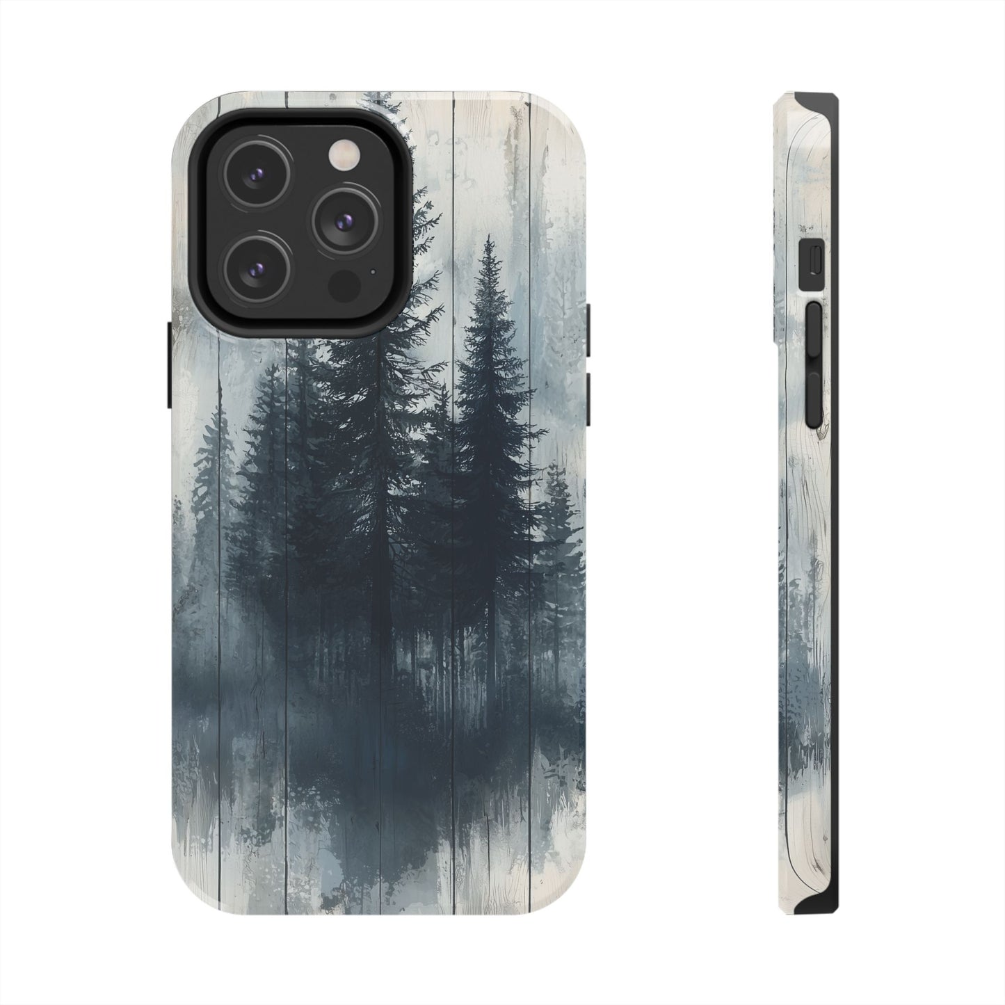 Rustic Pine Forest iPhone Case - Blue Toned Woodland Country Design