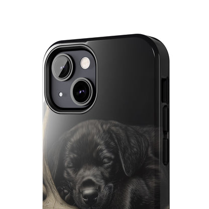 Adorable Black Labrador Puppy on Feathers iPhone Case