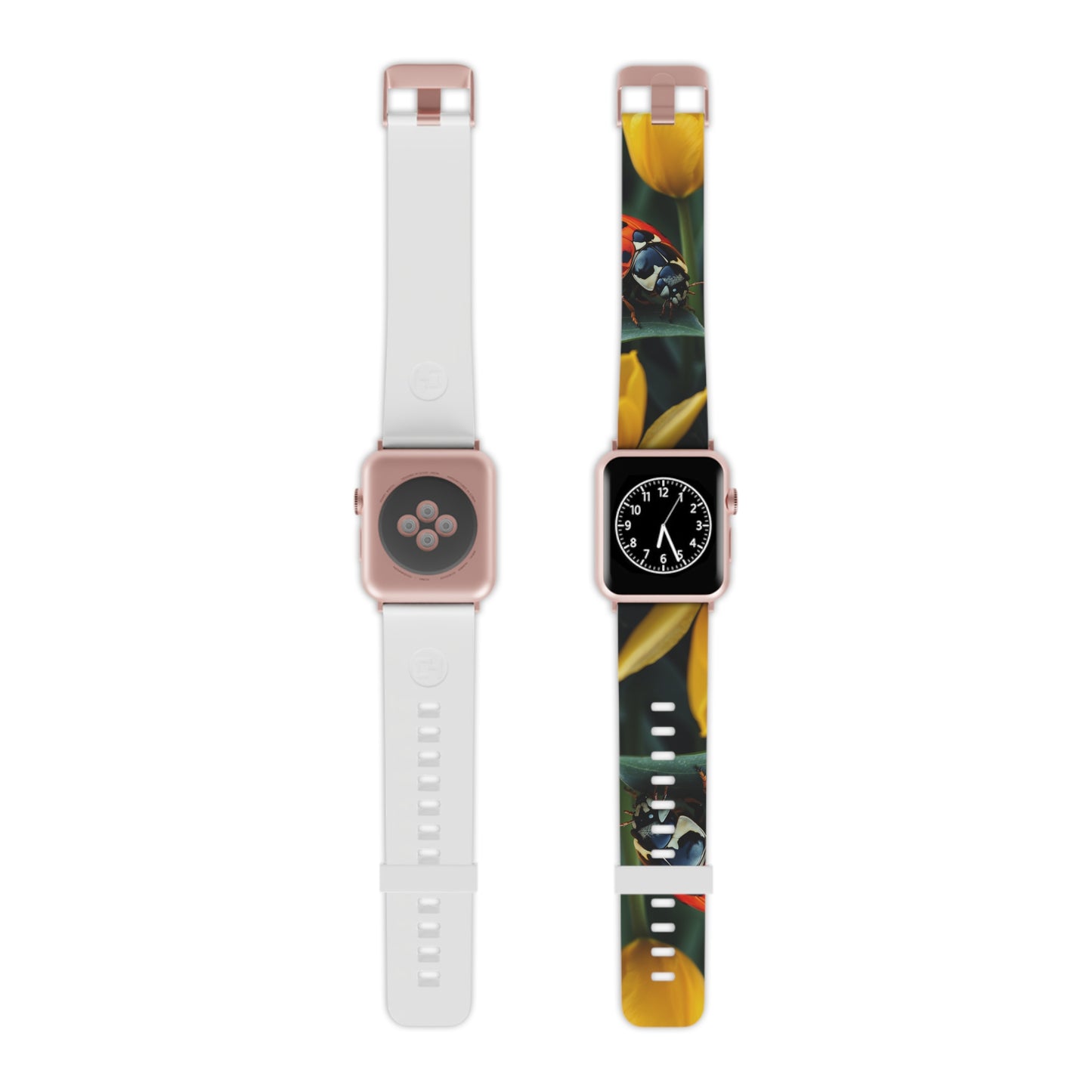 Vibrant Ladybug Amidst a Lush Yellow Flower Garden  Apple Watch Band