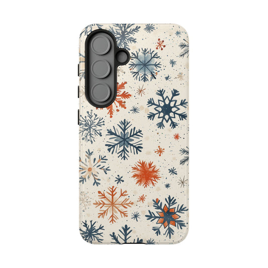 Rustic Orange and Blue Snowflake Pattern – Samsung Galaxy Series Case