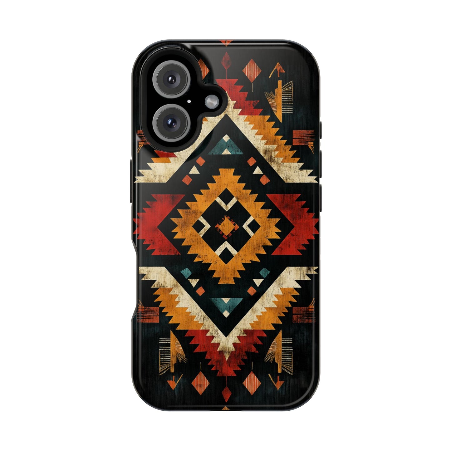 Southwestern Tribal Diamond Tough MagSafe iPhone Case – Bold Geometric Pattern, Dual-Layer Protection