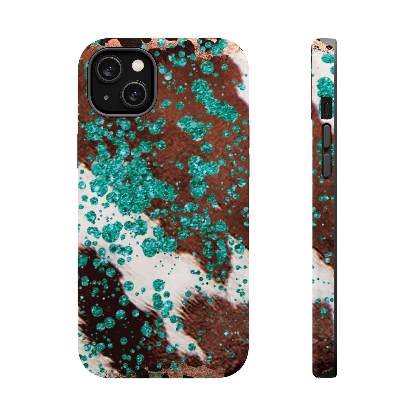 Teal Glitter Cowhide - MagSafe iPhone Series Case