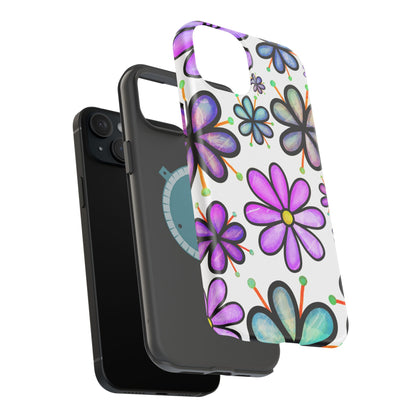 Whimsical Lavender Floral MagSafe iPhone Case – Ultra-Slim, High-Gloss Finish