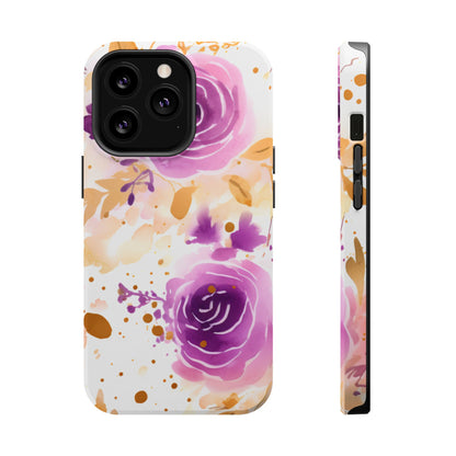 Soft Purple & Gold Floral Splash - MagSafe iPhone Series Case