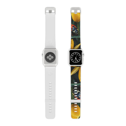 Vibrant Ladybug Amidst a Lush Yellow Flower Garden  Apple Watch Band