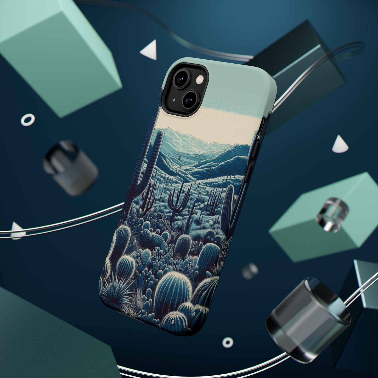 Desert Blues Cactus iPhone Case