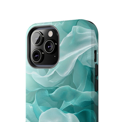 Elegant Flowing Teal Fabric iPhone Case – Soft Waves Design - BOGO Cases