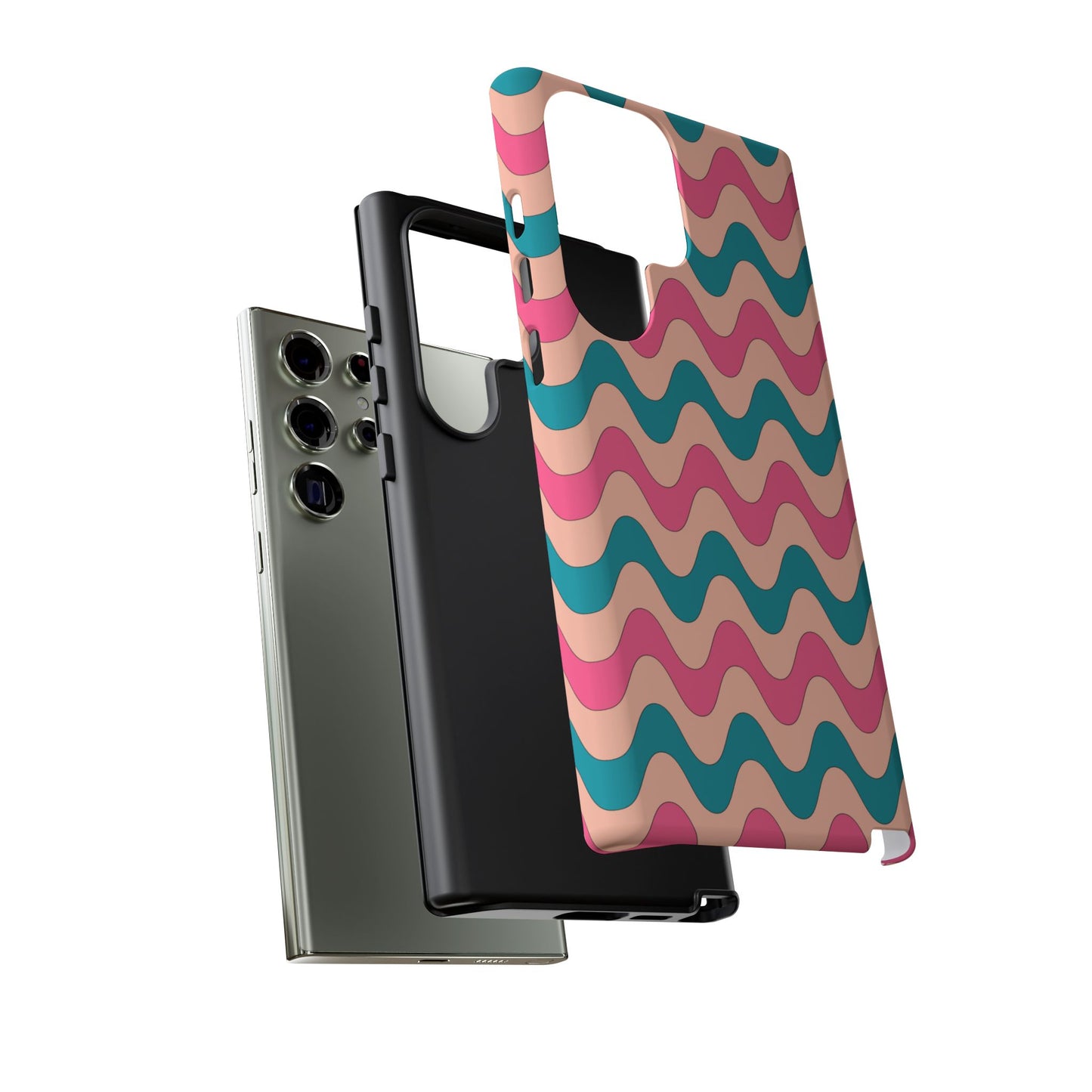 Retro Waves Pattern Samsung Galaxy Case – Shockproof Design with Dual-Layer Protection