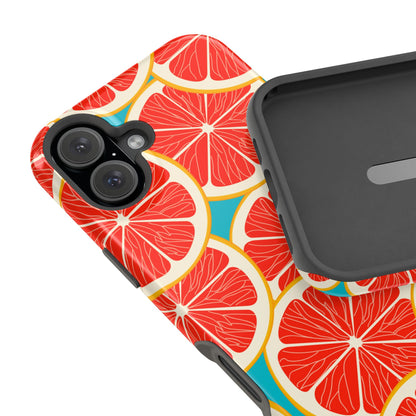 Ruby Grapefruit Pop Tough MagSafe iPhone Case – Vibrant Citrus Design, Shock-Resistant Protection