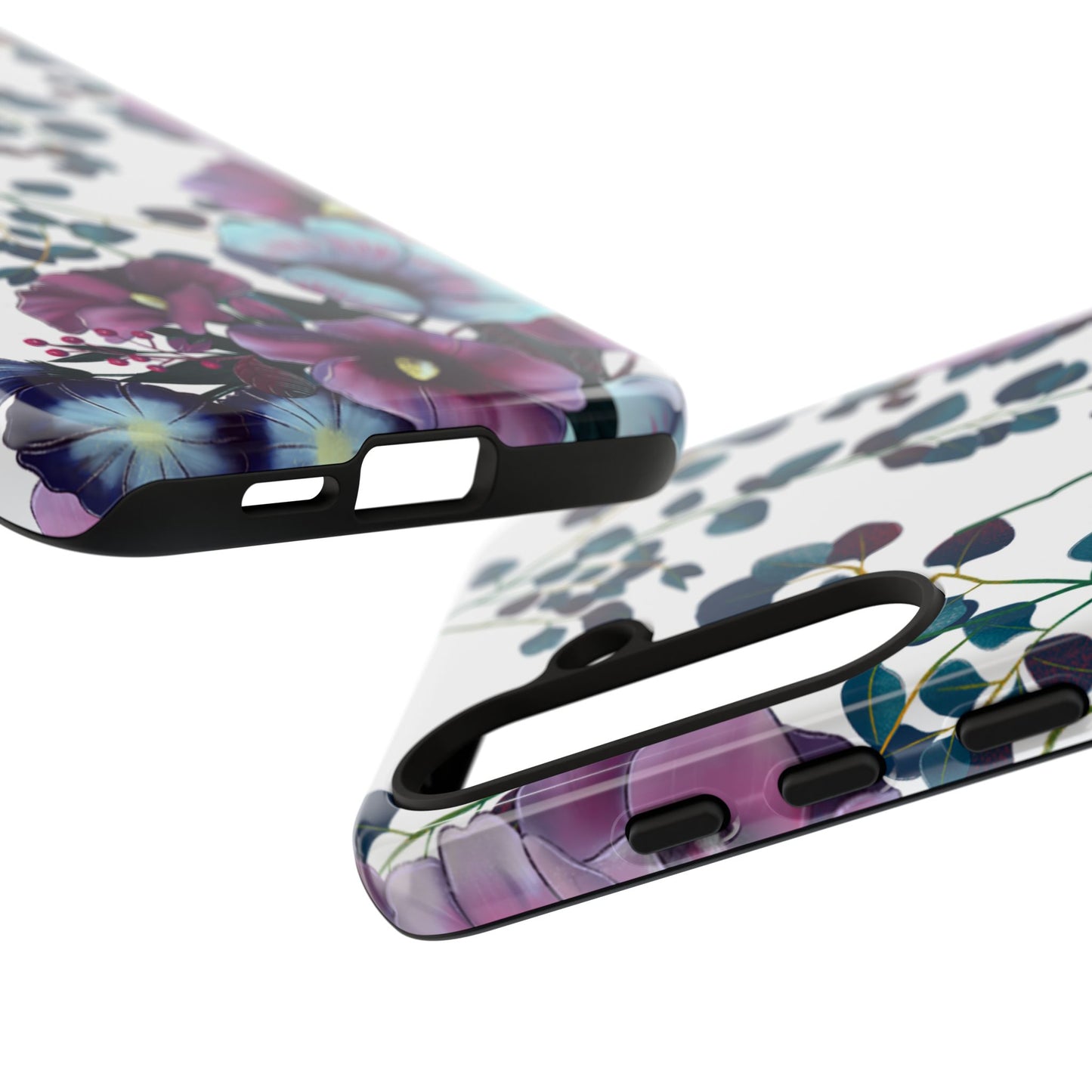 Moody Purple & Teal Floral Samsung Galaxy Series Case – Elegant Botanical Design