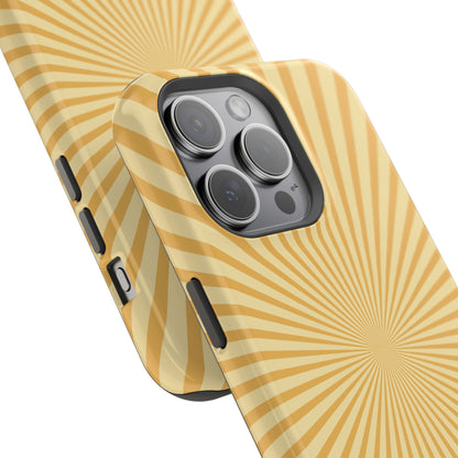 Golden Sunburst MagSafe  iPhone Case – Retro Radiant Design with Dual-Layer Protection