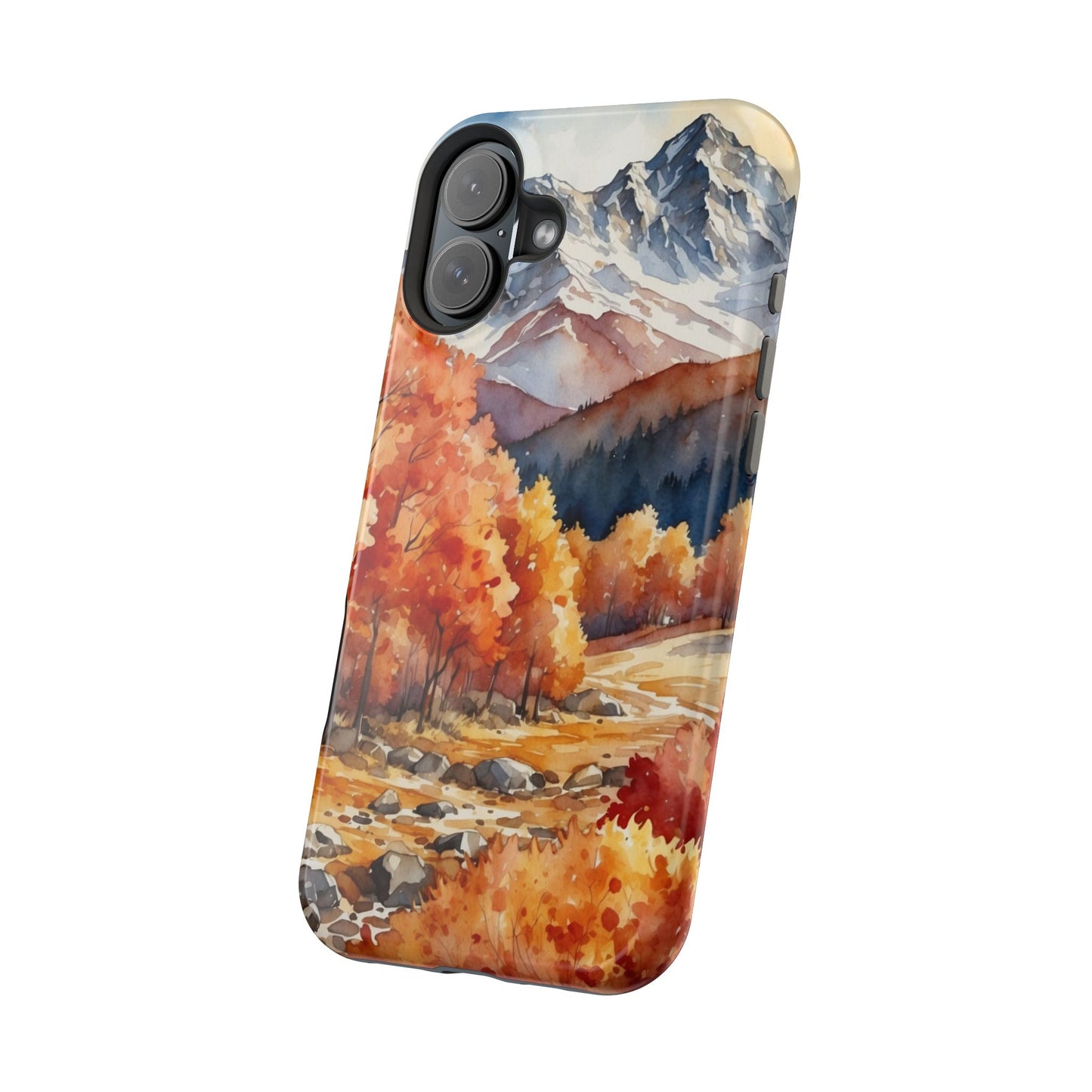 Watercolor Autumn Forest and Mountains - MagSafe iPhone Case