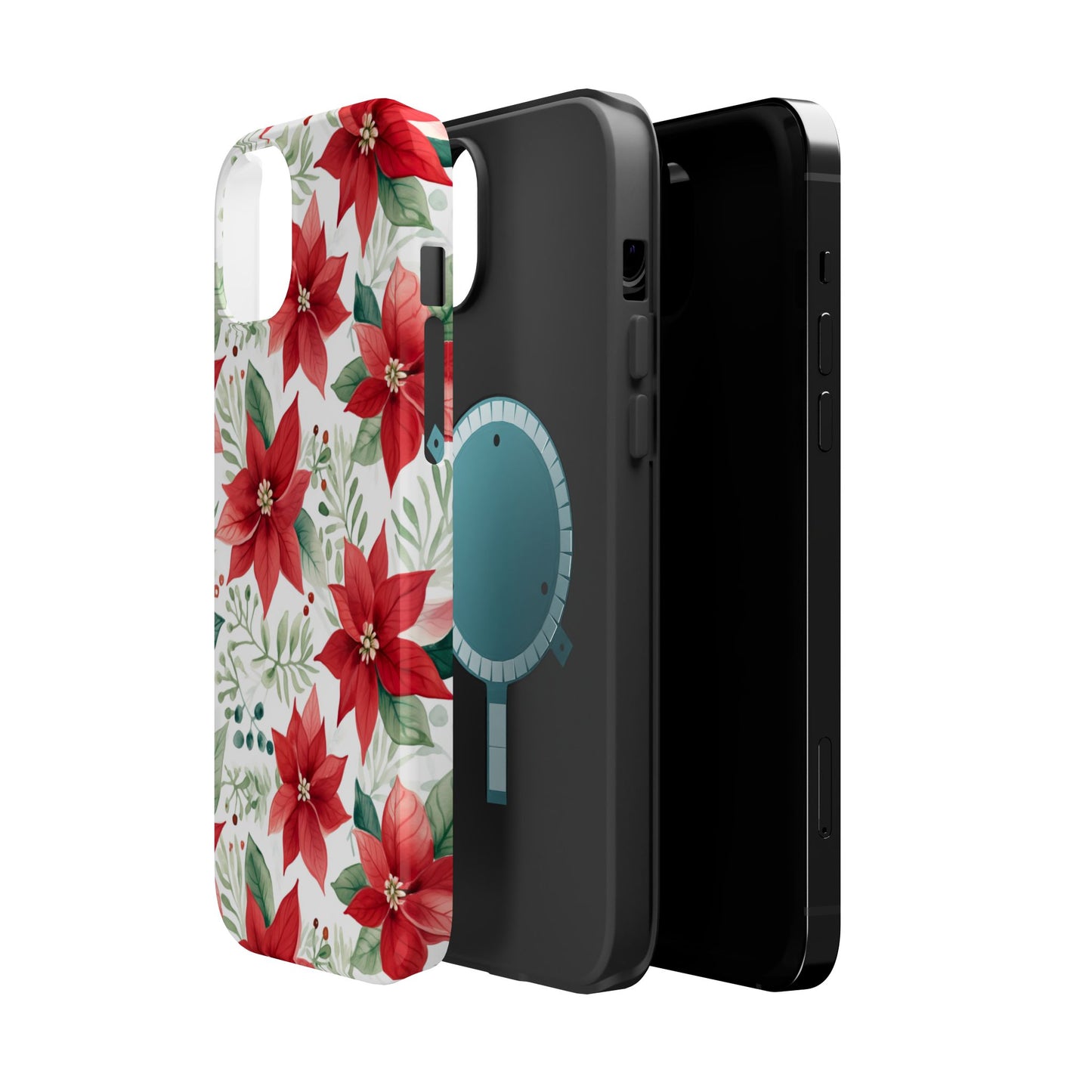 Festive Poinsettia Holiday Pattern – MagSafe iPhone Series Case