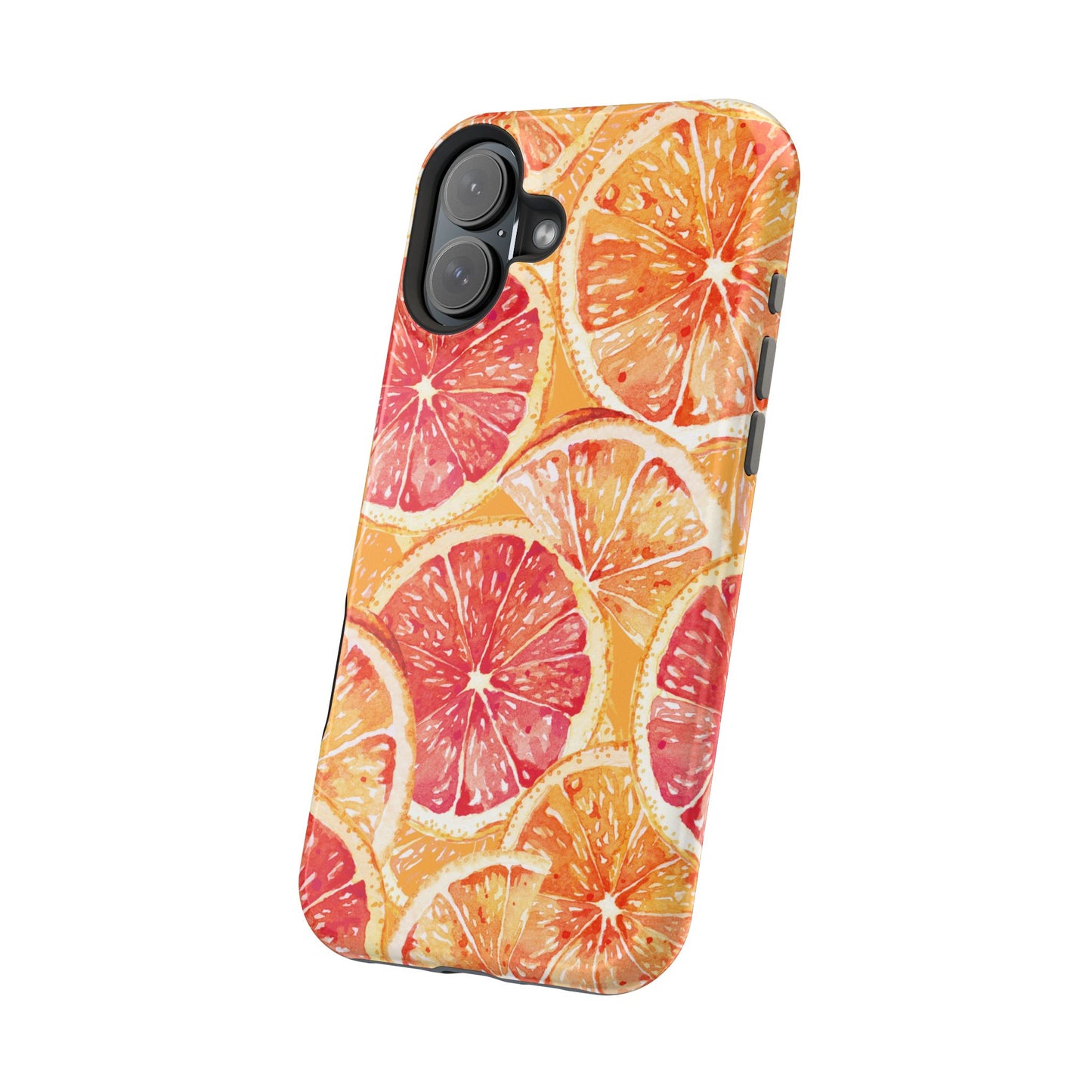 Watercolor Citrus Splash Tough MagSafe iPhone Case – Vibrant Fruit Print, Shock-Resistant Design