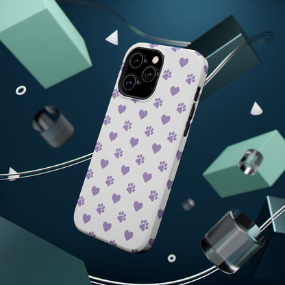 Paw Prints & Hearts – MagSafe iPhone Case with Adorable Pet-Lover Design