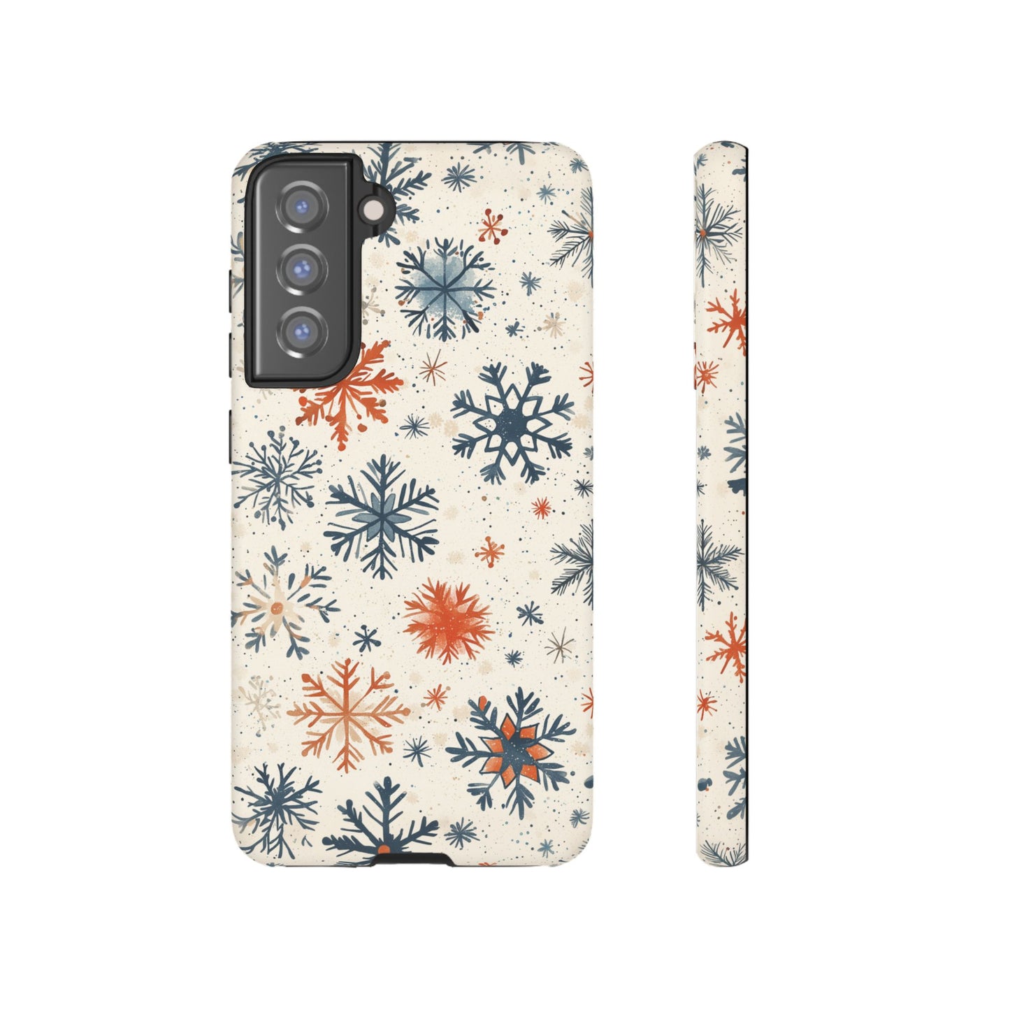 Rustic Orange and Blue Snowflake Pattern – Samsung Galaxy Series Case