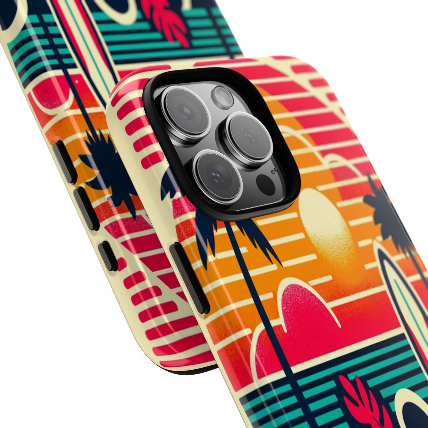 Retro Beach Vibes iPhone Case - Sunset Surfing Protective Cover