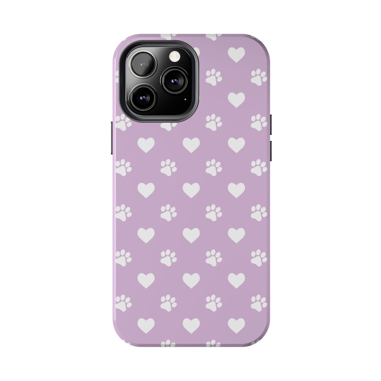 Purple Hearts & Paw Prints - Cute Pet Lover iPhone Case