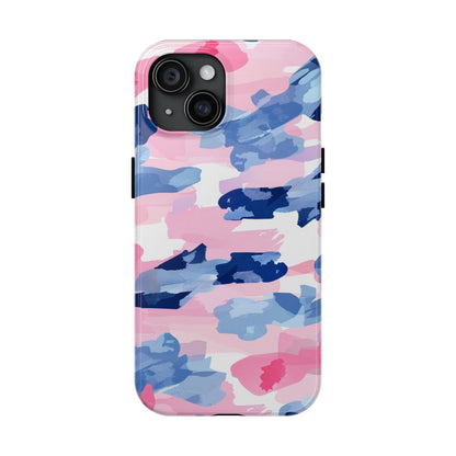 iPhone Case: Dynamic Pink & Navy Brushstroke Art