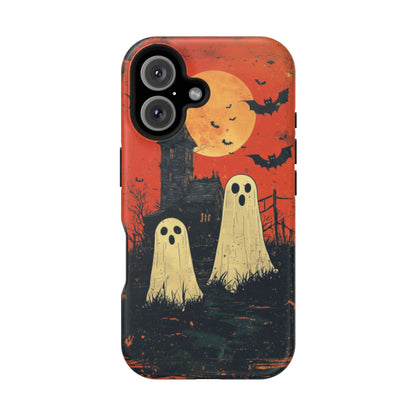 Haunted House & Ghosts MagSafe iPhone Case – Spooky Halloween Full Moon Design