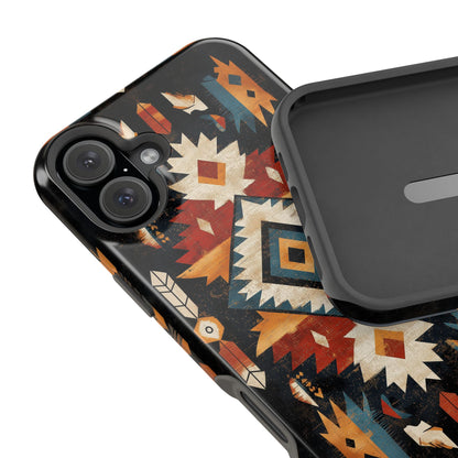 Southwestern Arrow & Diamond Tough MagSafe iPhone Case – Bold Tribal Design, Dual-Layer Protection