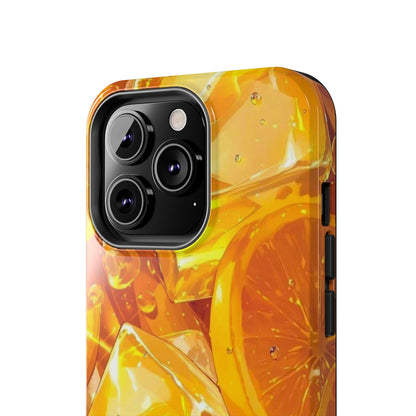 Citrus Splash iPhone Case – Bright Orange Slices & Ice, Dual-Layer Protection