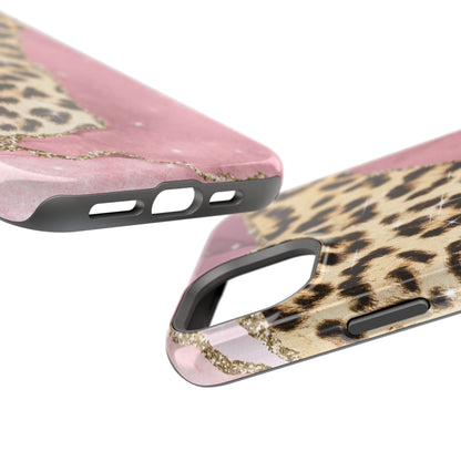 Pink Glam Leopard - MagSafe iPhone Series Case with Glitter Accents