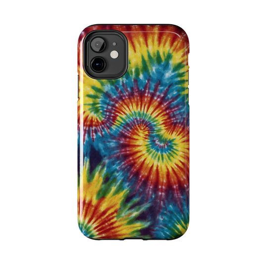 Retro Tie-Dye Swirl iPhone Case – Rainbow Spiral Design