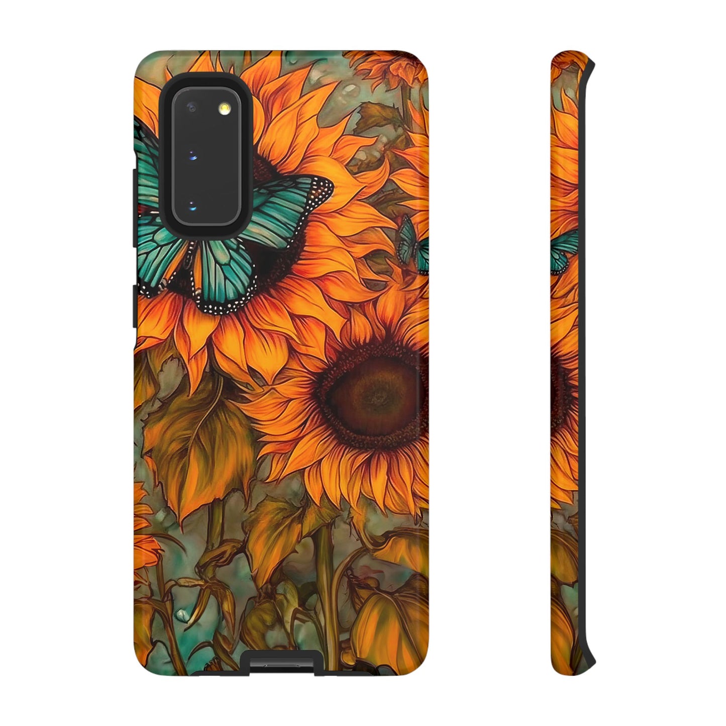 Vintage Blue Butterfly & Sunflower Art – Samsung Galaxy Case