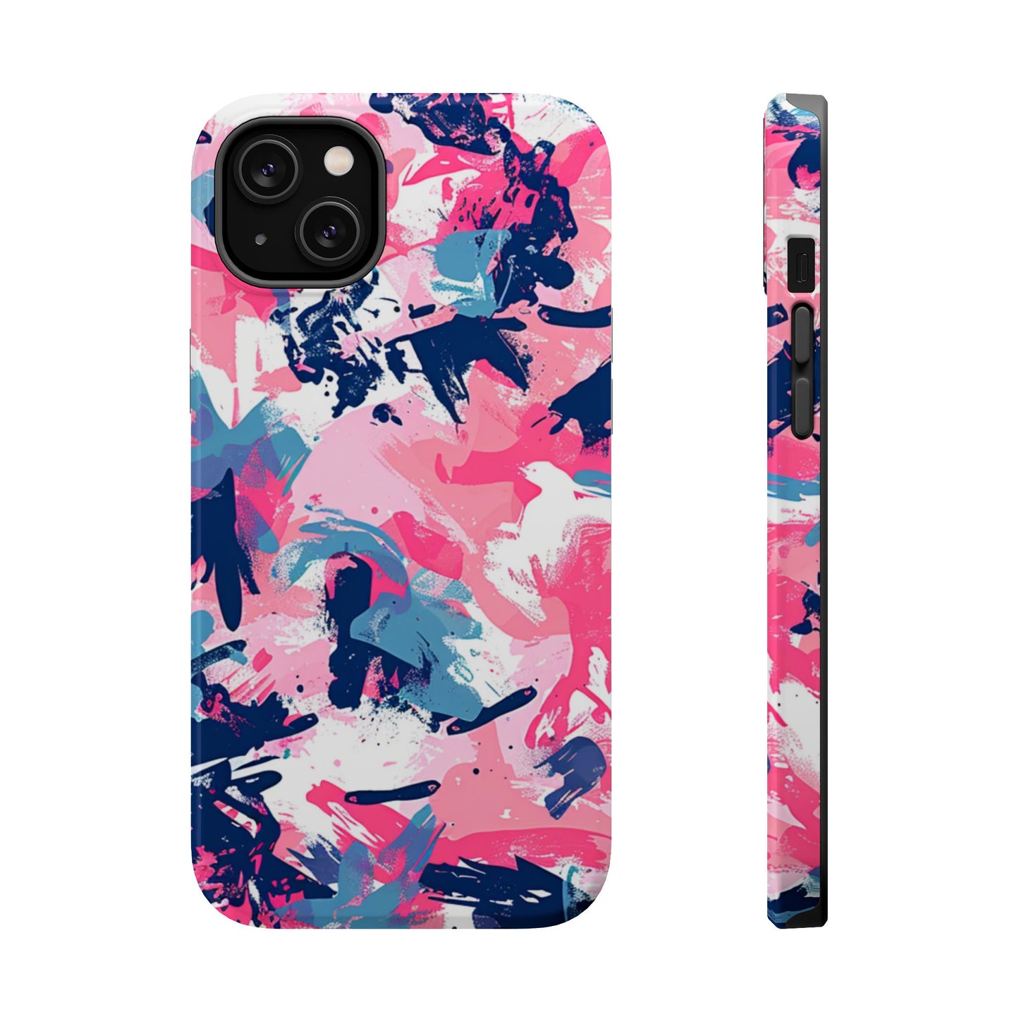 Vibrant Pink & Navy Abstract Splash – MagSafe iPhone Case