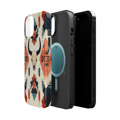 Southwestern Boho Skull Tough MagSafe iPhone Case – Durable Matte Finish, Dual-Layer Protection