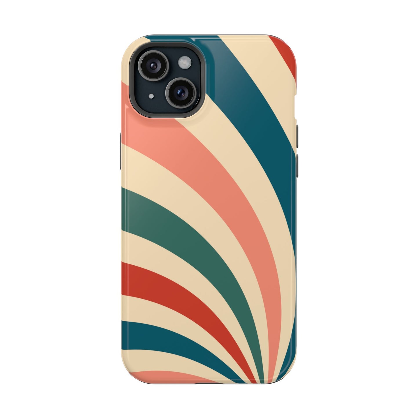 Retro Sunburst Swirl MagSafe iPhone Case – Dual-Layer Protection with Bold 70s Vibes