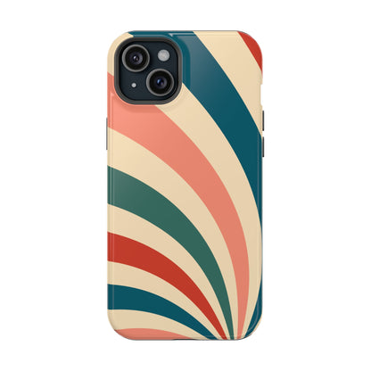 Retro Sunburst Swirl MagSafe iPhone Case – Dual-Layer Protection with Bold 70s Vibes