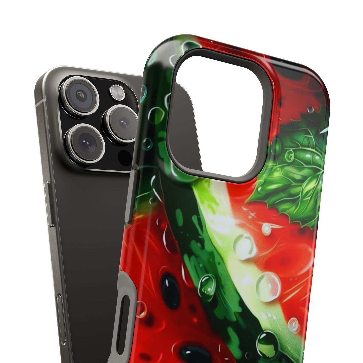 Juicy Watermelon & Mint MasSafe iPhone Case – Tough Dual-Layer, Vibrant Summer Design