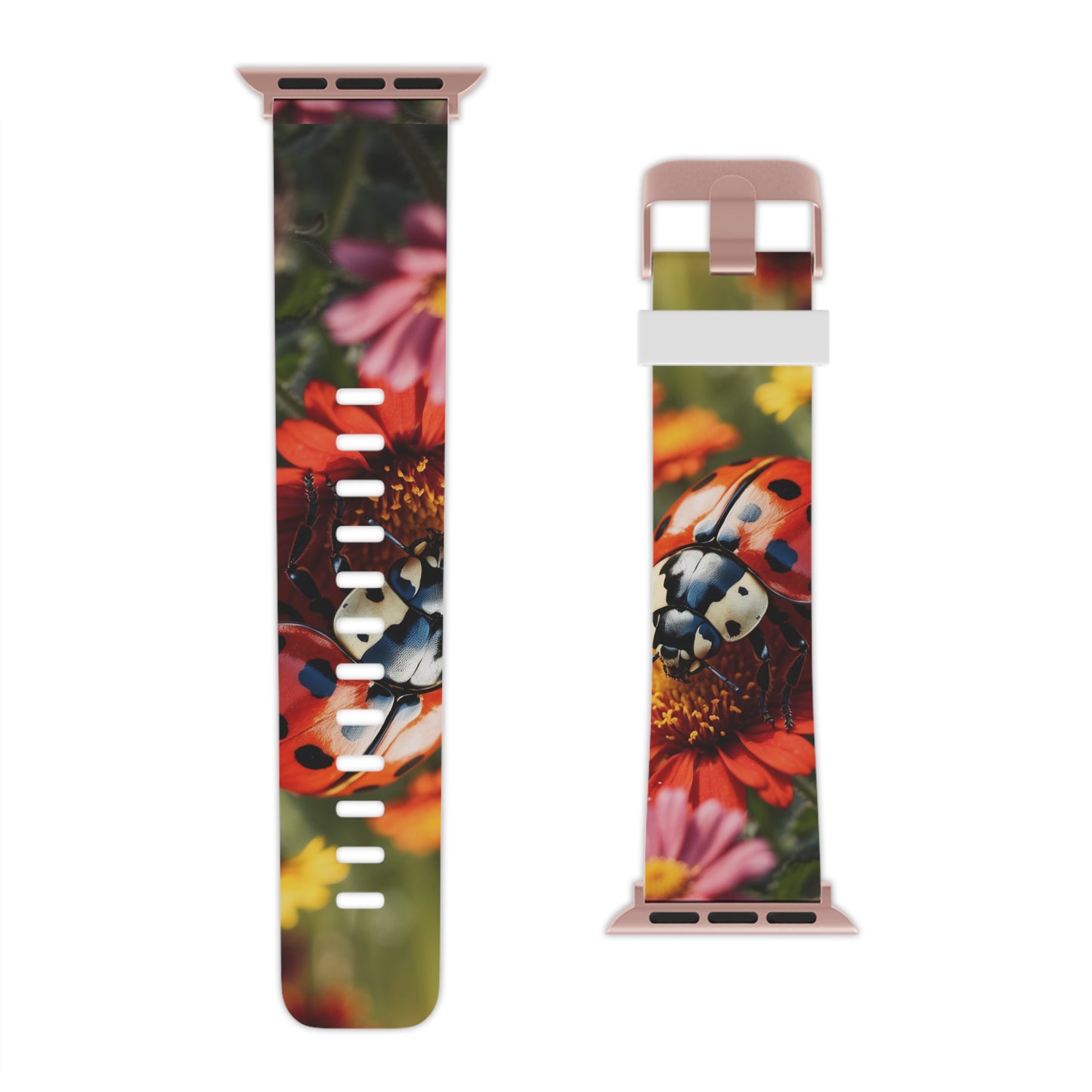 Ladybug on Orange Daisy Apple Watch Band