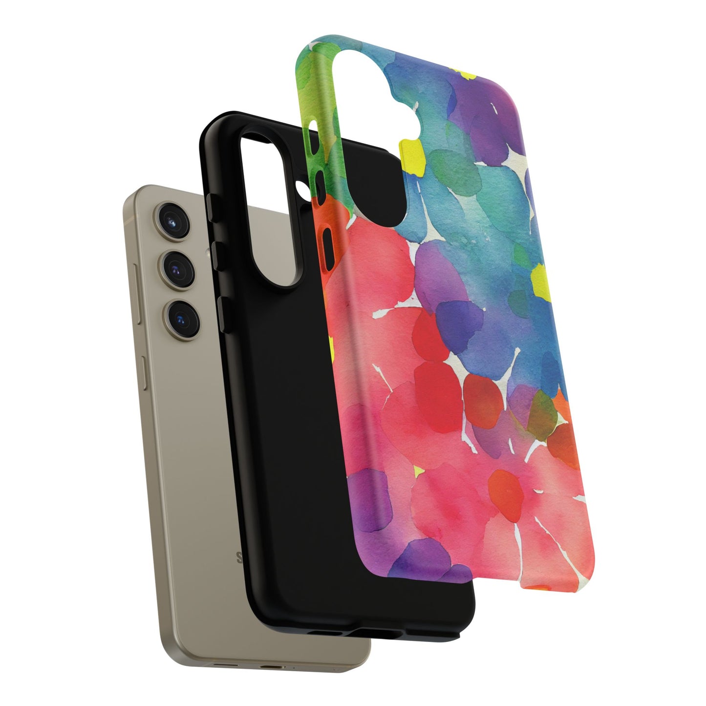 Rainbow Bloom Watercolor Samsung Galaxy Case – Slim Design, Glossy Finish