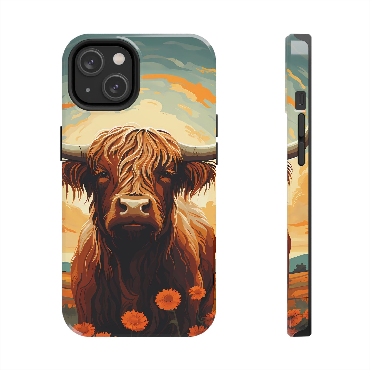 Highland Cow Case | Rustic Farmhouse Floral Design