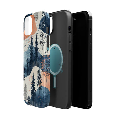 Winter Forest MagSafe iPhone Case | Watercolor Trees & Mountains